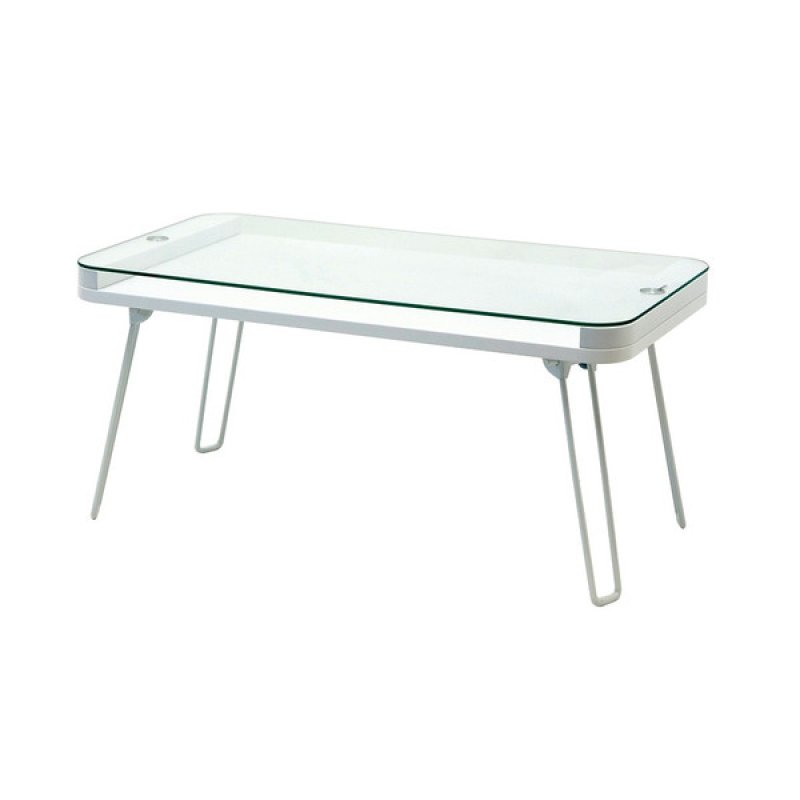 画像3: 折りたためるガラステーブル　クレア　ブラウン　ホワイト (3)