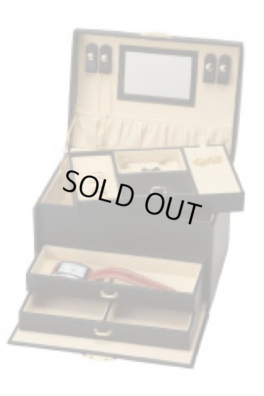 画像4: トランクジュエリー箱　レザー調のハイグレードアクセサリー収納 (4)