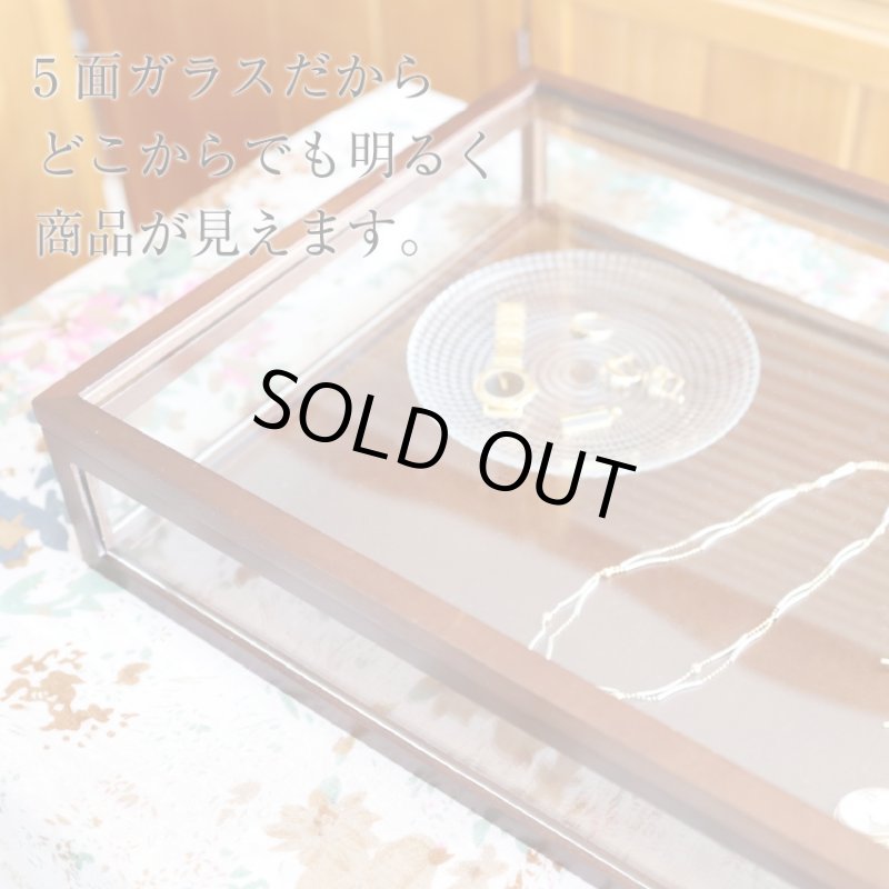 画像4: ダークブラウン木製5面ガラスディスプレイケース　コレクションケース　ジュエリーケース (4)