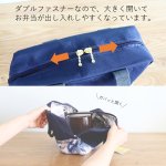 画像5: ペットボトルも入るサイズ感！ランチバッグfifi かわいいアニマル迷彩柄 ネイビー　ピンク (5)