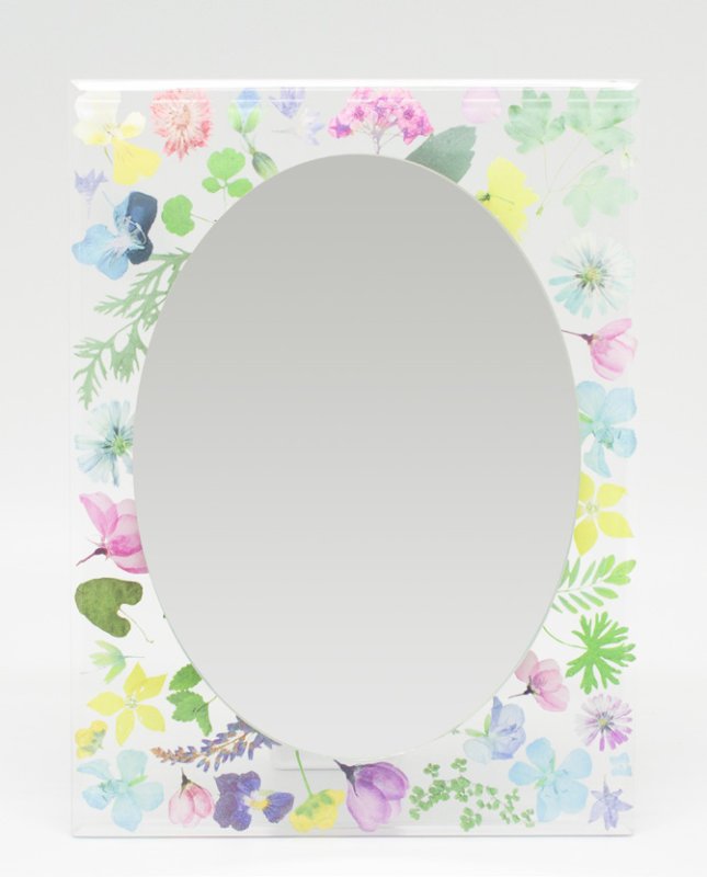 画像1: 押し花風花柄ミラー フィーデル フローラル 3WAYミラー (1)