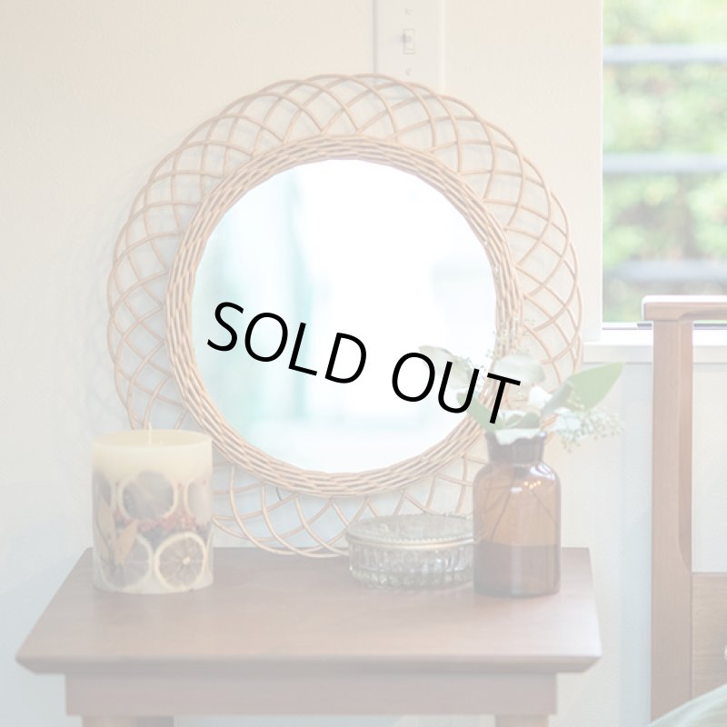 画像2: ウィッカーミラー ナチュラルな籐の壁掛けミラー (2)