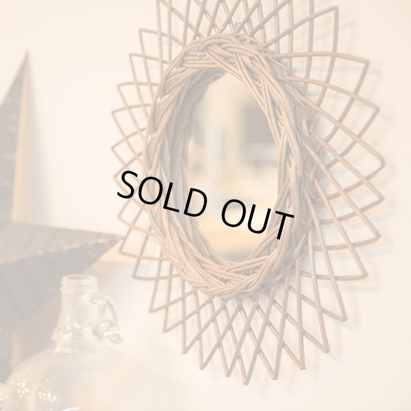 画像2: ナチュラルな籐の大きなミラー (2)