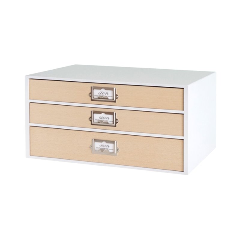 画像2: レトロモダンなデザインの卓上収納　シオン　3段　書類入れ　木製　ホワイト (2)