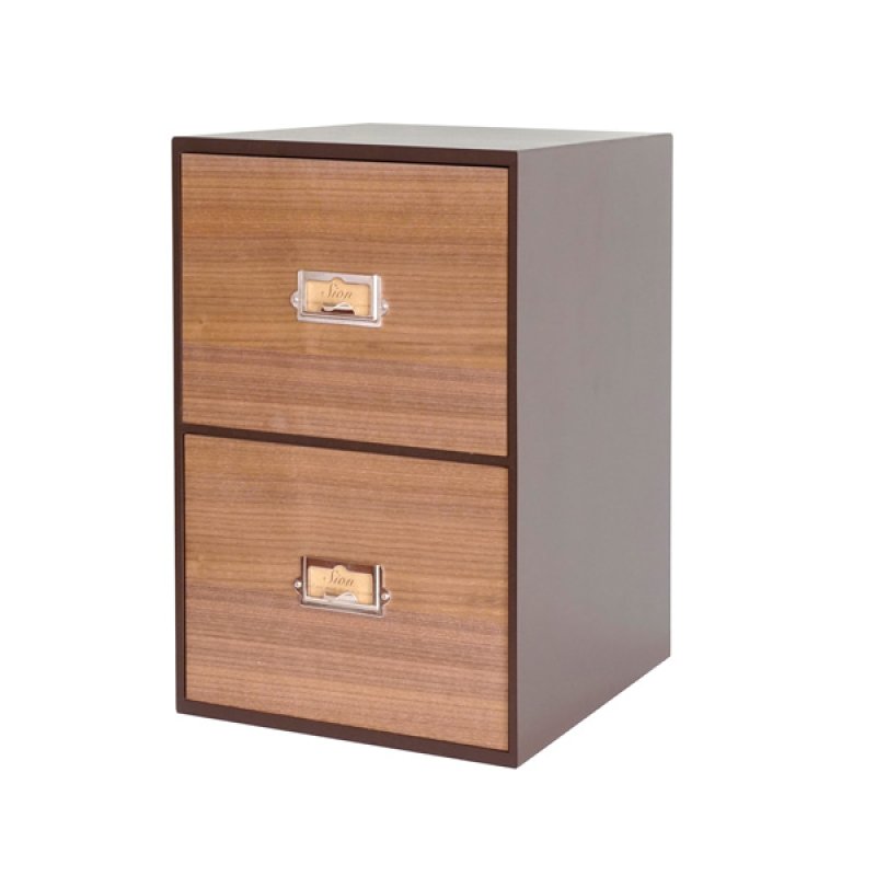 画像2: レトロモダンなデザインの卓上2段収納シオン　木製　ウォルナット (2)