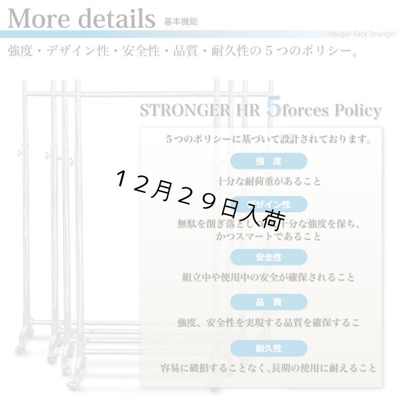 画像14: プロ仕様でグラつかない！高品質で低価格！業務用 美しいスチールハンガーラックストロンガー 幅75cm 2段バーセット (14)