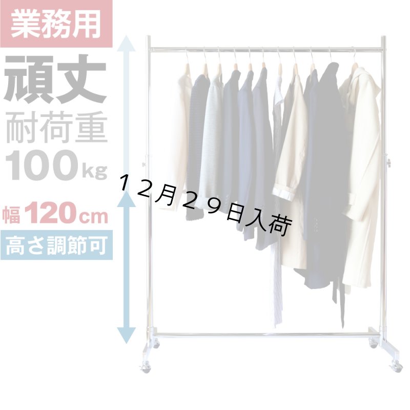 画像1: 【耐荷量100kg以上】プロ仕様でグラつかない！120cm幅 高品質で低価格！ 業務用　美しいスチールハンガーラックストロンガー【即納】 (1)