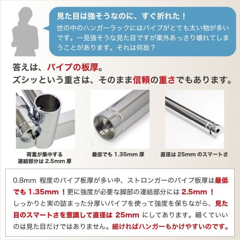 画像8: 【耐荷量100kg以上】大容量2列の業務用ダブルスチールハンガーラック　棚付き　120cm幅 【即納】 (8)