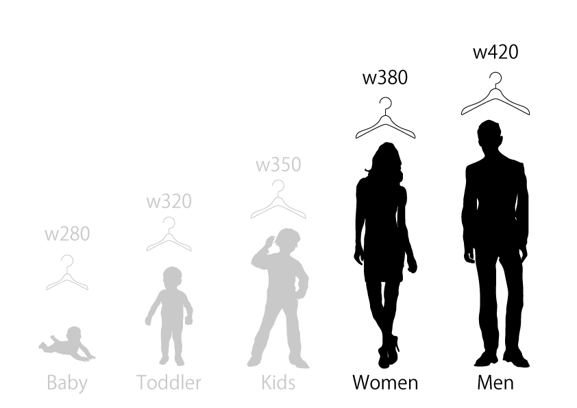 キッズのための極薄・平型木製ハンガー　幅320mm