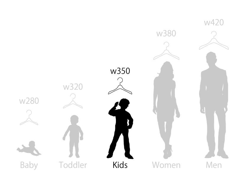 キッズのための木製ハンガー　幅350mm