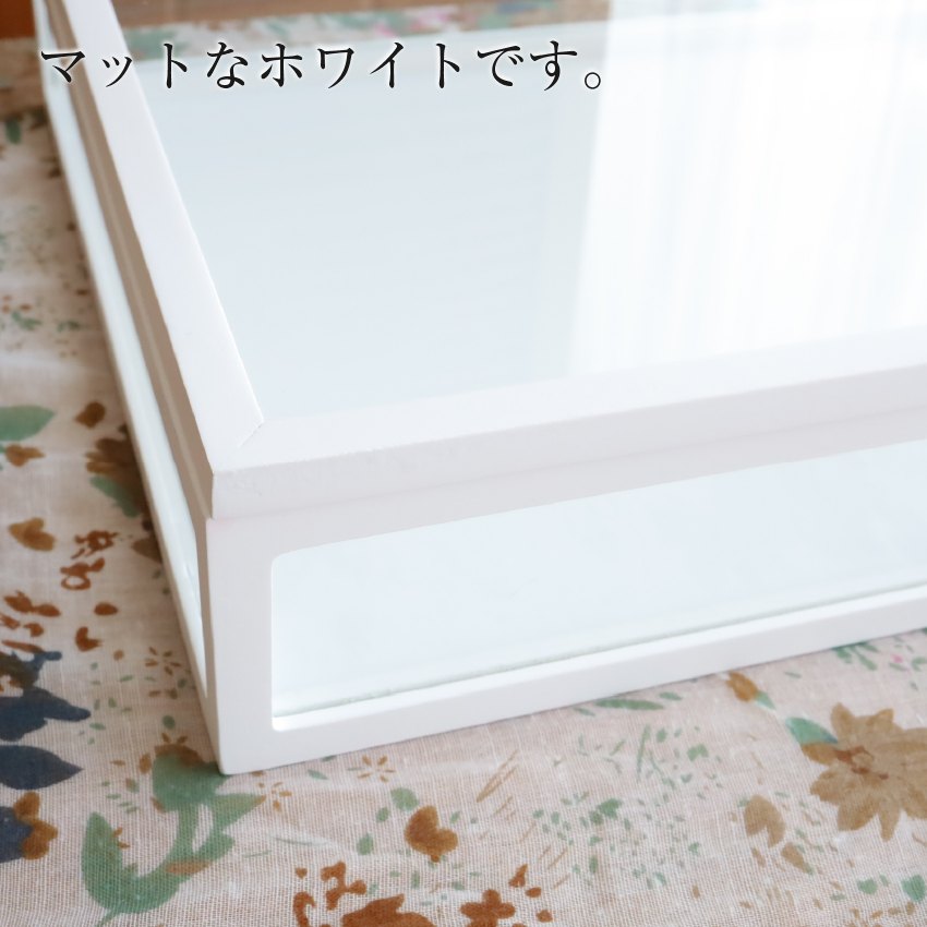 木製5面ガラスのディスプレイケースホワイト