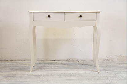 オールドローズのフレンチスタイル家具　ノアゼット　白いコンソールテーブル