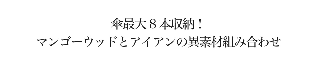 アイアンとマンゴーウッドの異素材の組み合わせがおしゃれな傘立て