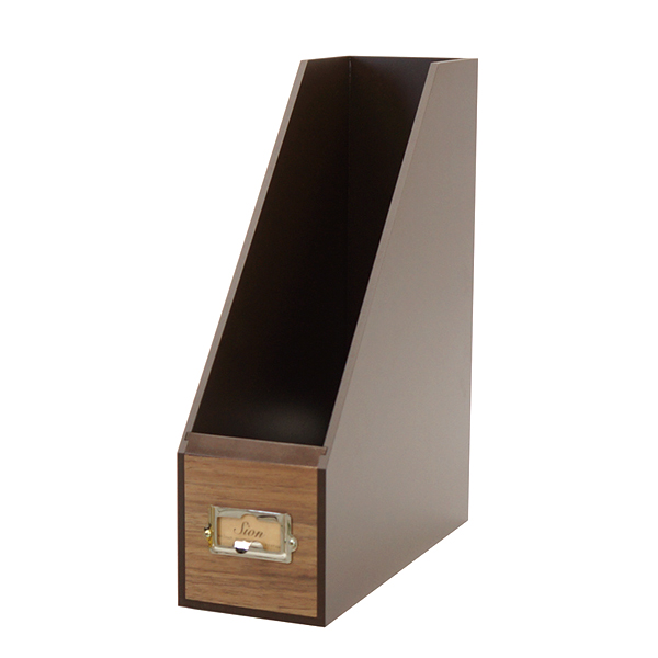 木製ファイルボックス　ウォルナット　ブラウン　レトロモダンなデザイン